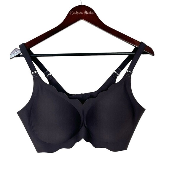 Horisun Bras for Women No Underwire V Neck Scalloped Wireless Sz 2XL Charcoal R1 - Picture 1 of 9